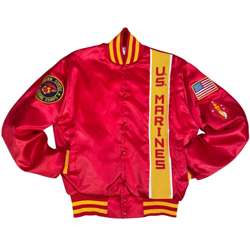 Vintage U.S. Marines Satin Varsity Jacket Soffe Jackets Small 34–36 Made In USA